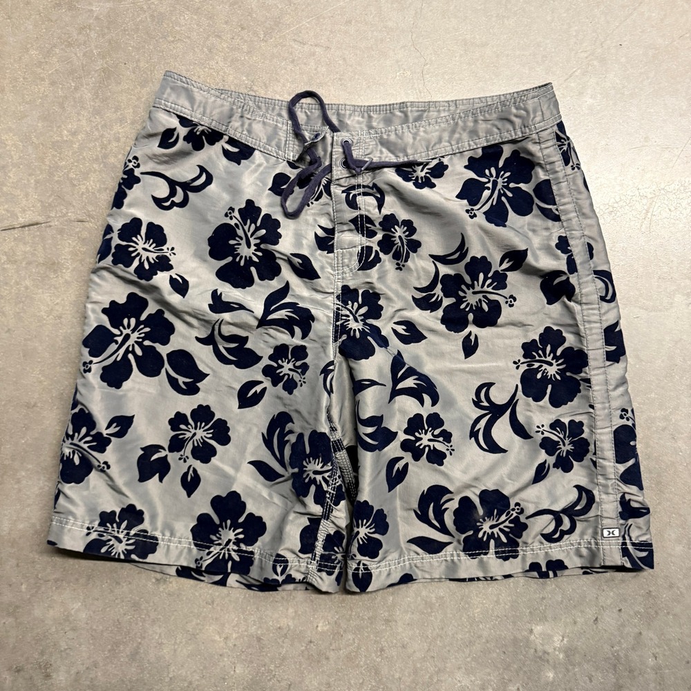 Hurley Perry Dane 99 Board Shorts Mens 36 Grey Navy Hibiscus Floral HM1X5P9